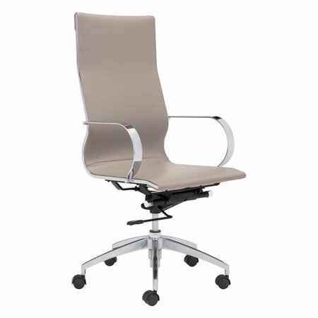 HOMEROOTS 109 x 70.1 x 70.1 in. Taupe Mushroom Ergonomic Conference Room High Back Rolling Office Chair 394916
